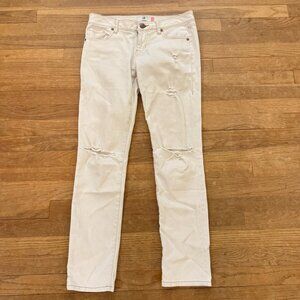 Cabi off-white slim distressed low rise boyfriend skinny  chino pants sz 4 b41